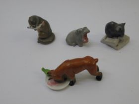 Royal Copenhagen figure of a mouse, another of an otter, figure of a dog and a Russian figure of a