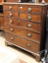 George III oak straight front chest of one long, two short and three further long graduated