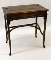 Good quality reproduction mahogany writing desk with fold-over top, 74cm wide