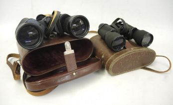 Pair of Zeiss 7 x 50 binoculars, cased together with another cased pair of binoculars