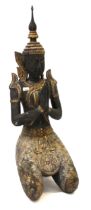 Large Thai carved, painted and gilded figure of kneeling Buddha, 118cm high