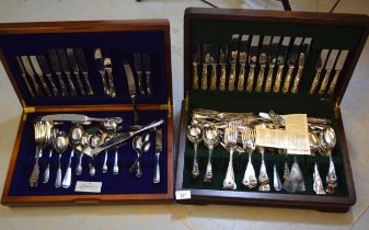 Cased canteen of modern silver plated Kings pattern cutlery, together with another similar part