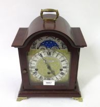 H. Samuel reproduction mahogany bracket clock with moon phase dial