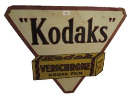 Reproduction enamel sign, ' Kodaks ', 61 x 71cm