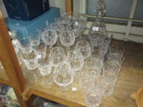 Quantity of Waterford Lismore drinking glasses comprising: eight Hock, nine wine, eight whisky, four