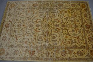 Indo Persian carpet of Ziegler design, the all-over Islimis pattern on an ivory ground with borders,