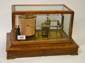 Early 20th Century oak cased barograph by A & NCS Limited, Westminster, the four glass case with