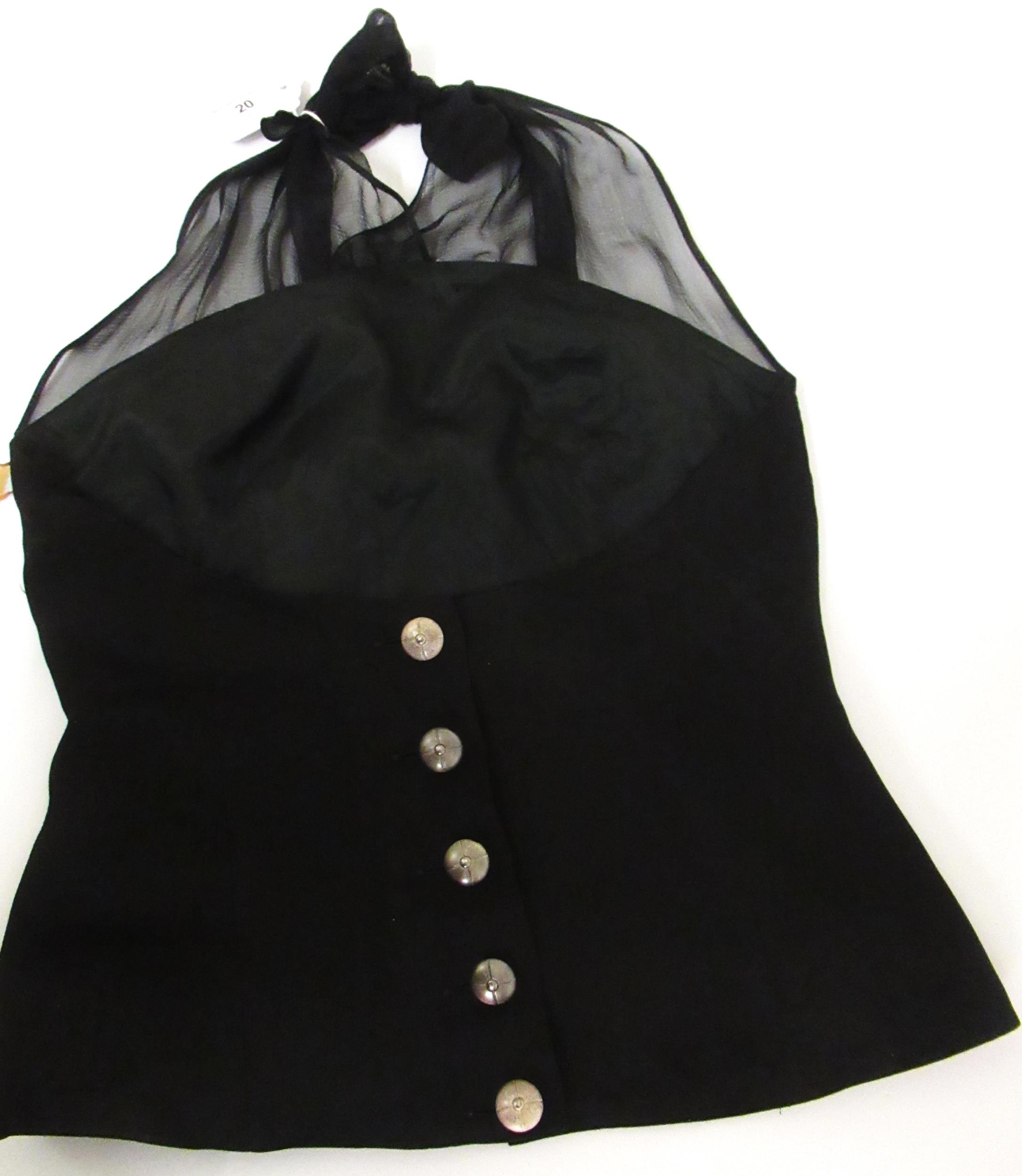 Arabella Pollen, London, waistcoat style halterneck top (at fault - holes in chiffon), another polka - Image 2 of 3