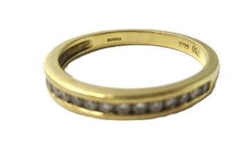 Small 18ct gold channel set diamond half eternity ring, 2.5g Size L