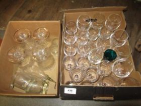 Set of four antique style wine glasses and a quantity of other various 20th Century drinking glasses