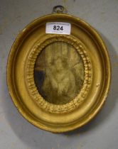 18th/19th Century oil on canvas laid on panel portrait of an angel, oval gilt frame