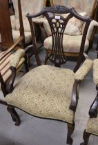 Two Edwardian open arm drawing room chairs