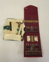 19th Century set of steel scissors in a green velvet case, together with a set of Sharps needles