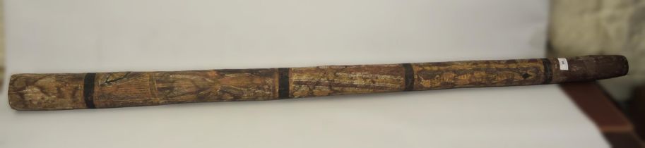 Early to mid 20th Century aboriginal didgeridoo with painted decoration, 157cm long