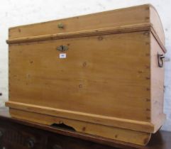 19th Century stripped pine dome top trunk, 85 x 52 x 61cm high