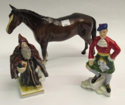 Naples Capo di Monte porcelain figure of a monk, together with a Beswick figure of a horse (chip