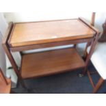 Mid 20th Century teak folding two tier tea trolley