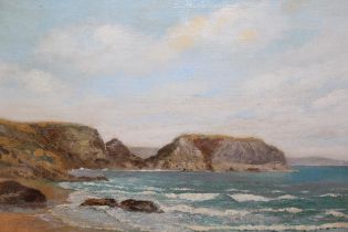 William L. Houghton, signed oil on canvas, West Country coastal landscape, 30 x 40cm