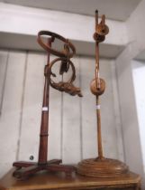 19th Century pole stand mounted with cotton winders and a later stand mounted with textile holders