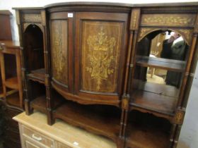 19th Century rosewood and inlaid chiffonier base having central bow front flanked by two pairs of