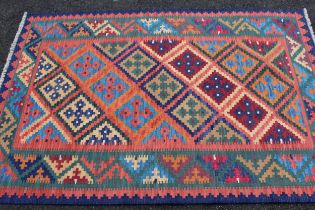 Small modern Kelim rug with an all-over polychrome design, 187 x 125cm In good condition with no