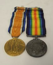 Two World War I service medals, awarded to 307377 Private P. Taylor, Tank Corps