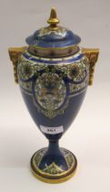 Royal Worcester two handled pedestal vase and cover (at fault), 28cm high