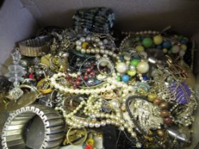 Box containing a quantity of various costume jewellery, bangles, bracelets etc.