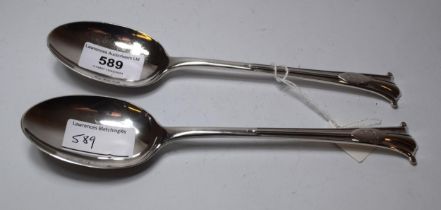 Pair of Mappin & Webb Sheffield silver Hanoverian pattern tablespoons, 5oz t