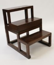 George III mahogany rectangular metamorphic library step / stool, 57 x 53cm / 71 x 44cm