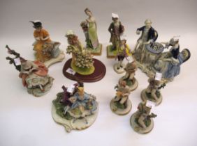 Set of four Capo di Monte figures, ' The Four Seasons ' together with seven other various