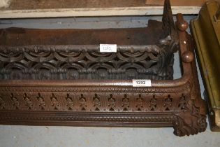 Two cast iron fire kerbs, together with a 20th Century six branch chandelier fire kerbs - 120cm wide