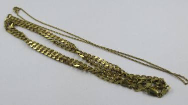 9ct Gold curb link necklace, 28g, together with a small 9ct gold necklace, 2.4g Has a 375 import