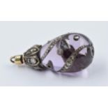 Late 19th / early 20th Century Russian style crystal charm set rose cut diamonds (unmarked), 27mm