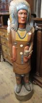 Reproduction carved wooden and painted tobacco shop advertising figure in the form of a native