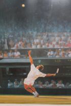 Terence J. Gilbert, artist signed Limited Edition coloured lithograph ' Stefan Edberg ', No. 43 of