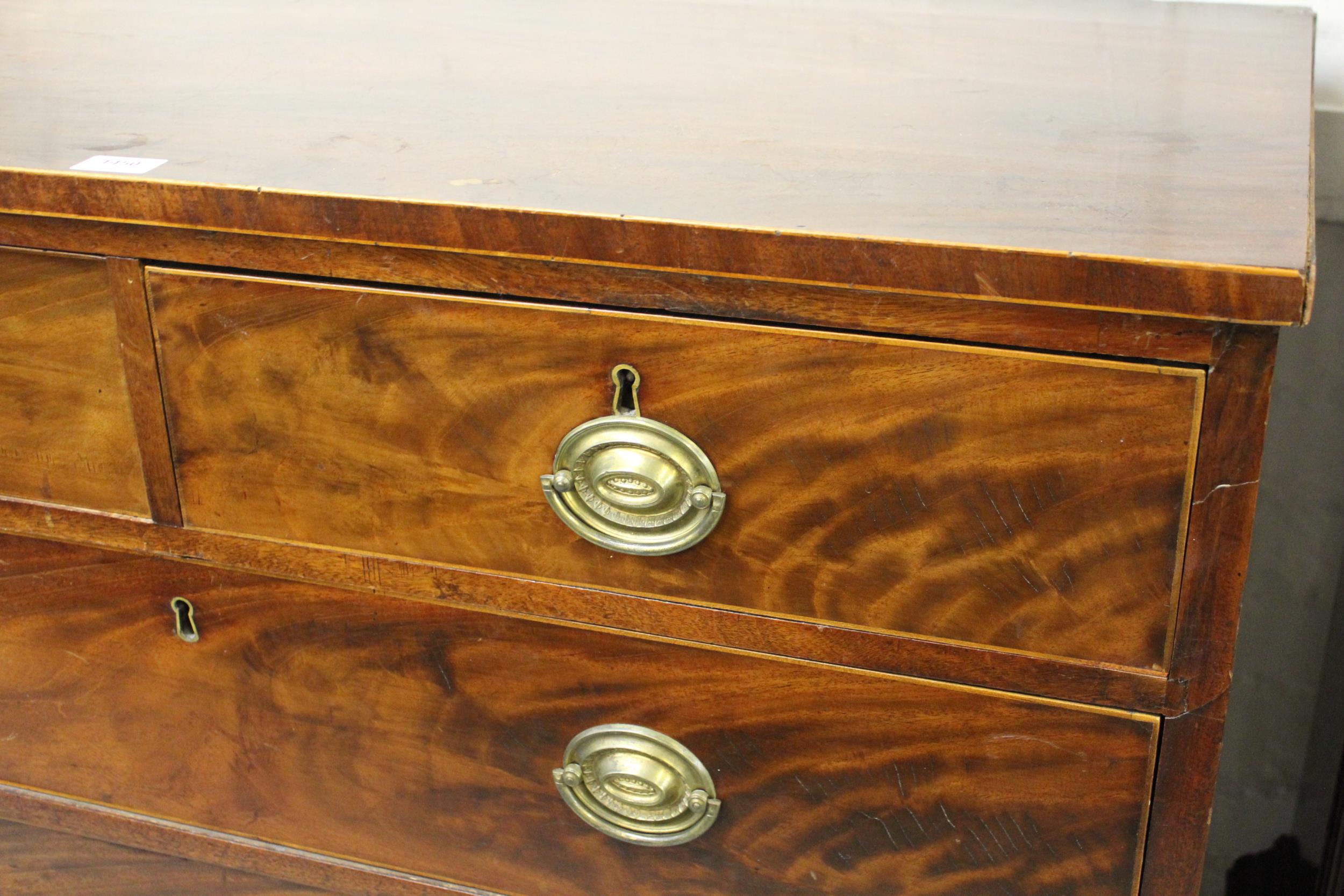 George III mahogany and boxwood line inlaid straight front chest of two short and three long drawers - Image 2 of 2