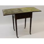 Unusual Regency mahogany writing / work table, the bi-fold top above a single frieze drawer with