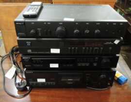 Pair of vintage Tannoy loud speakers, type ISU/HF/12/8, together with an Arcam Apha 6 amplifier