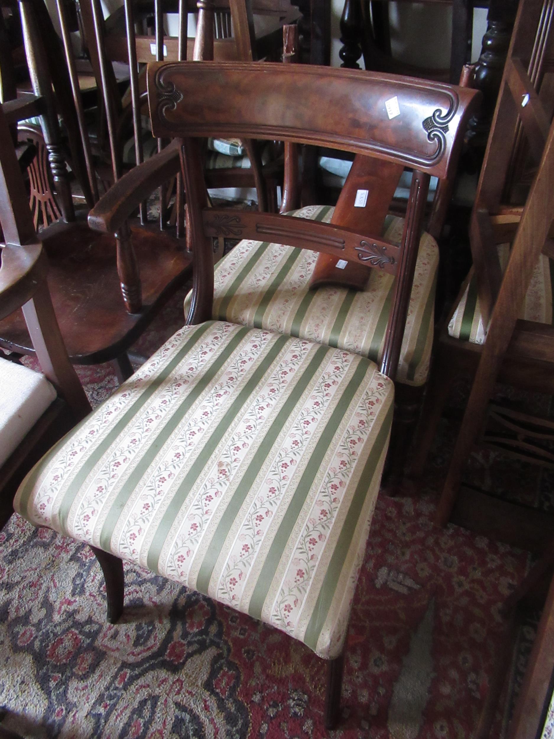 Small 19th Century mahogany and button upholstered footstool on cabriole supports, together with - Image 3 of 3