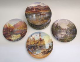 Set of twelve Wedgwood Danbury Mint wall plates from Gone Fishing collection