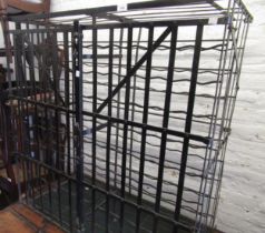 Black wrought iron two door wine bottle cage, 102 x 56 x 112cm high