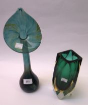 Murano glass tri-colour vase of cut faceted form, together with a 20th Century ' Jack in the