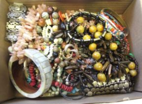 Box of various costume jewellery including necklaces, bracelets etc