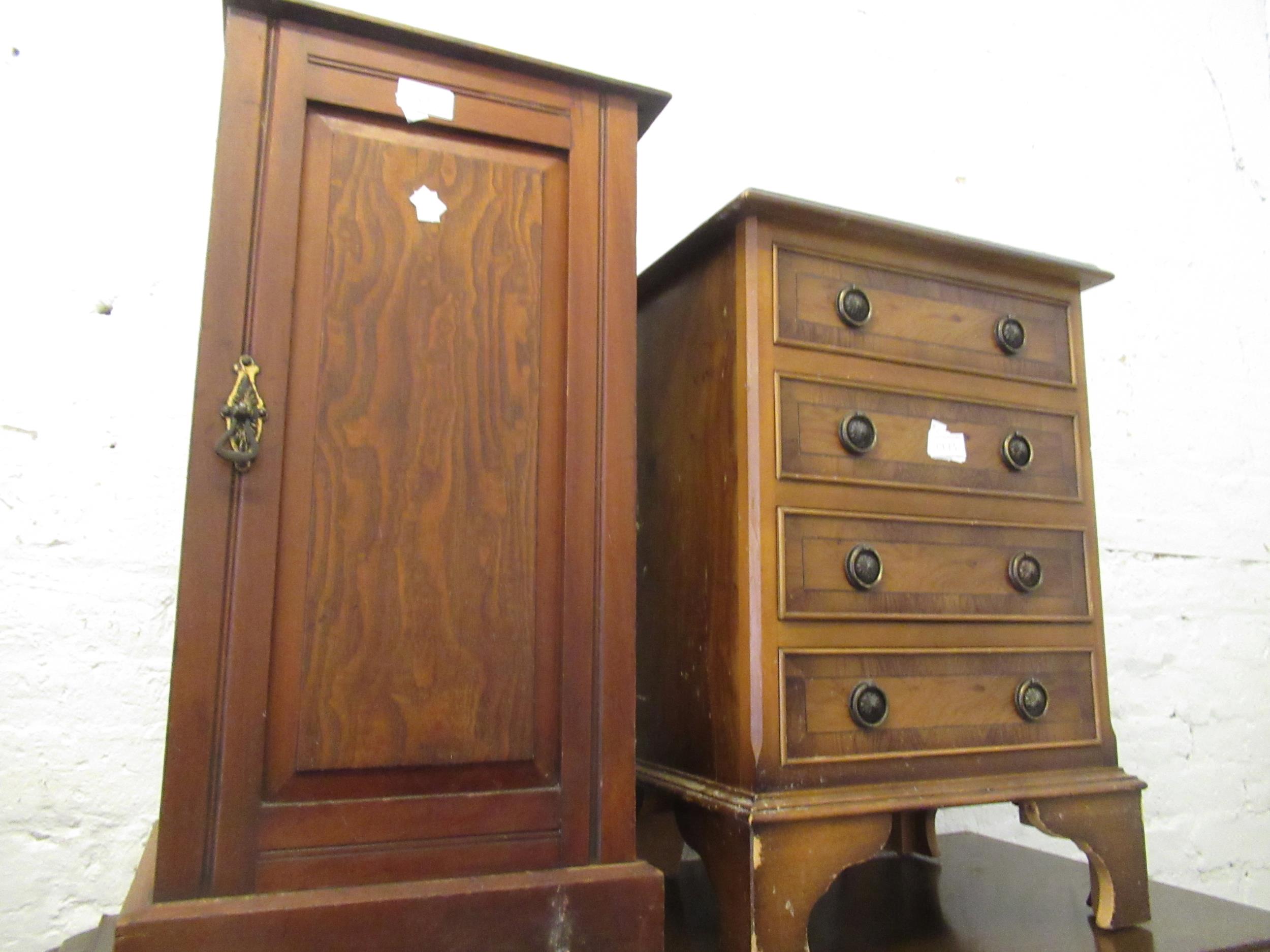 Group of three mahogany bedside cabinets (at fault), together with two small four drawer bedside - Image 2 of 3