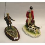 Border Fine Arts figure of a fly fisherman, together with a modern Limited Edition porcelain group