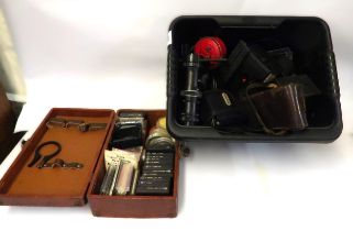 Box containing a quantity of various cameras including Canon etc.
