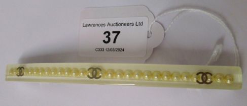 Chanel, cream resin and faux pearl inset hair slide, 11.5cm long