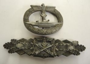 Third Reich sub mariner's badge, together with another Third Reich badge
