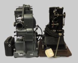 Early Pathescope cine camera, together with a Pathescope projector in an oak case and a Bolex